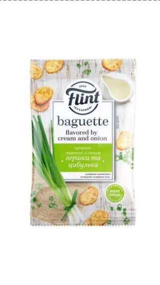 Sucharki pszenne o smaku śmietanki i cebulki Flint Baguette 60g
