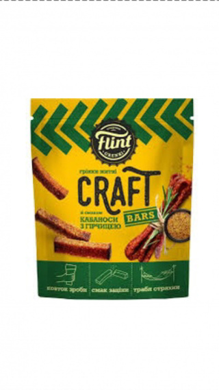 Grzanki żytnio-pszenne "Flint Craft Grenki" o smaku kabanosa z musztardą, 90g