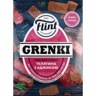 Grzanki żytnie-pszenno o smaku cielęciny z adżyka "Flint", 70g