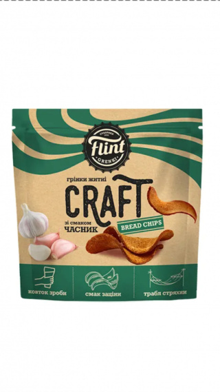 Grzanki żytnio - pszenne faliste o smaku czosnku "Flint Craft Grenki" 90 g