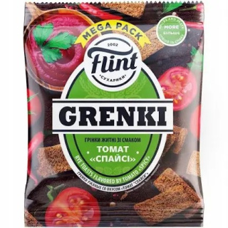 Grzanki żytnie-pszenno o smaku "Tomato Spicy" "Flint", 70g