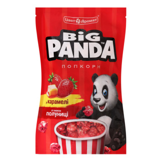 Popcorn karmelowy o smaku truskawkowym,90 g,PANDA
