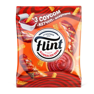Sucharki pszenno-żytnie o smaku Kiełbasa BBQ z ketchupem Pomidorowym pasteryzowanym "Flint" 65g